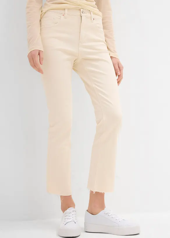 Jeans flared cropped, vita alta, bonprix