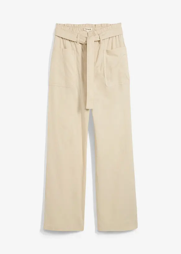 Pantaloni cropped con cinta comoda in puro cotone, bonprix