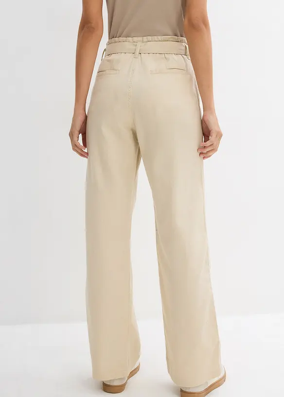 Pantaloni cropped con cinta comoda in puro cotone, bonprix