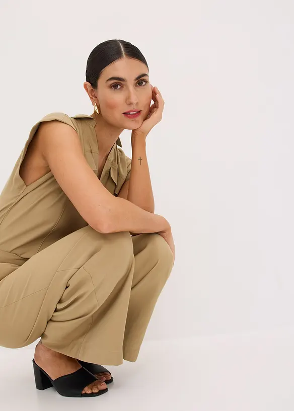 Tuta elegante in viscosa con cintura da annodare, bonprix