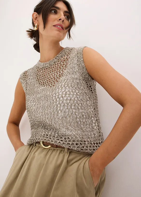 Top in filato a fettuccia, bonprix