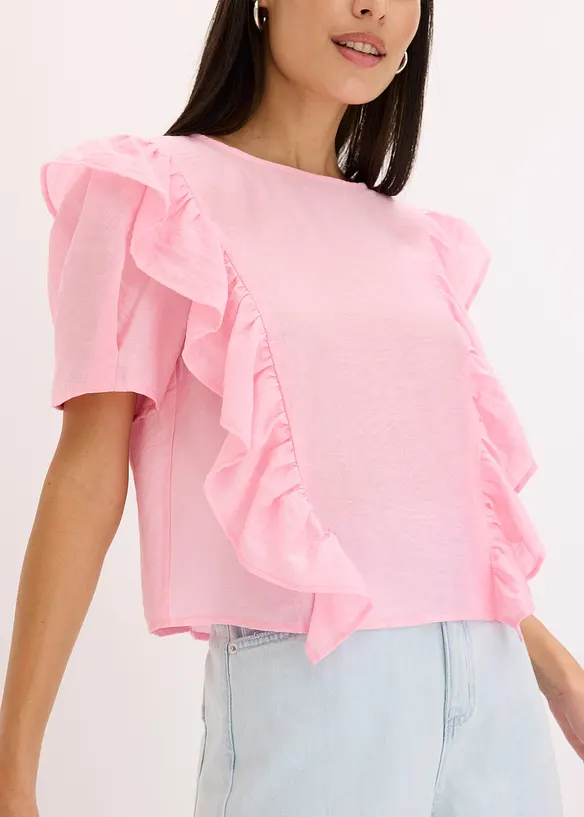 Blusa con volant, bonprix