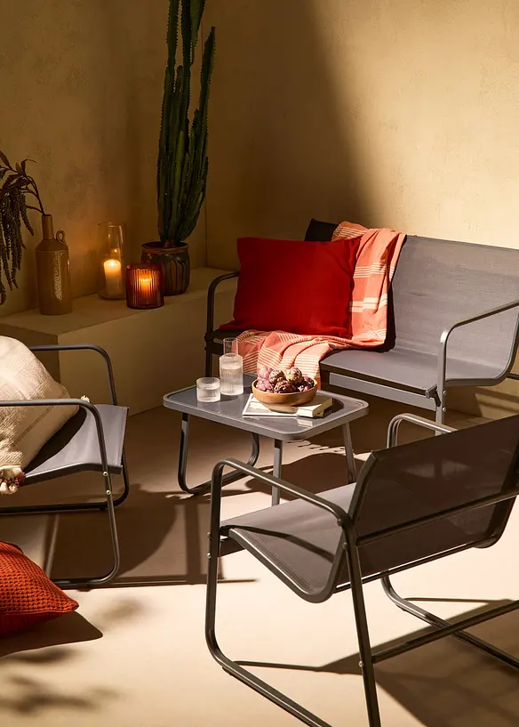 Tavolo, sedie e panca da giardino (set giardino 4 pezzi), bonprix