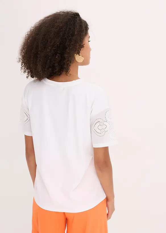 T-shirt con ricami traforati, bonprix