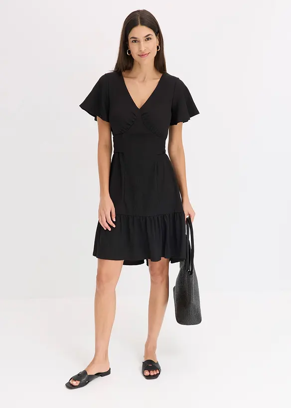 Abito di jersey crêpe leggero con maniche ad aletta, bonprix