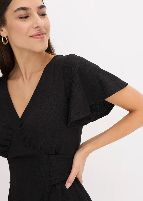 Abito di jersey crêpe leggero con maniche ad aletta, bonprix