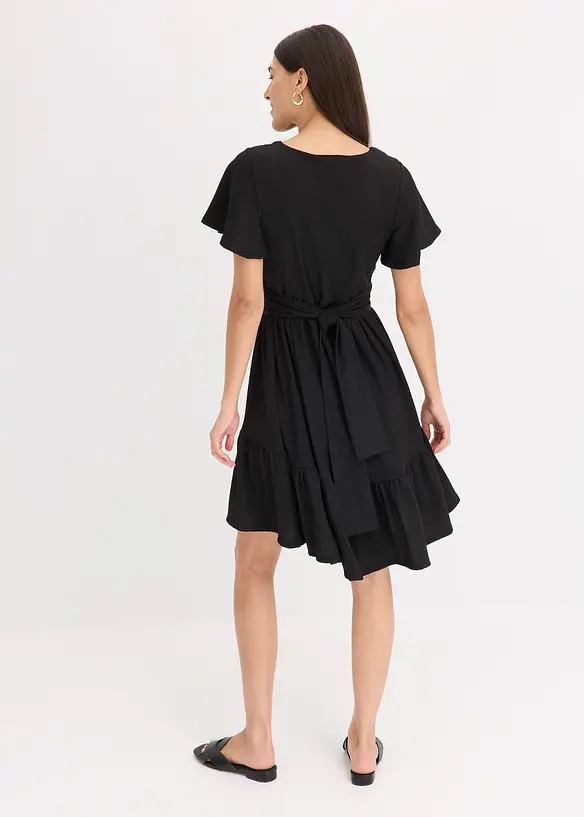 Abito di jersey crêpe leggero con maniche ad aletta, bonprix