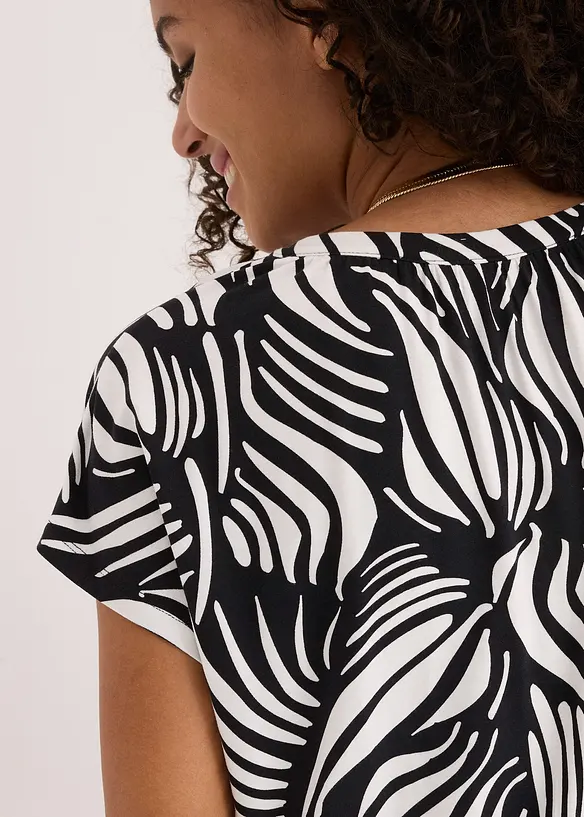 Maglia serafino in misto viscosa morbido, bonprix