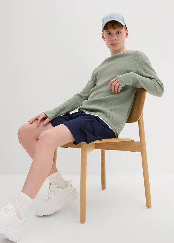 Shorts cargo in felpa di cotone biologico, bonprix