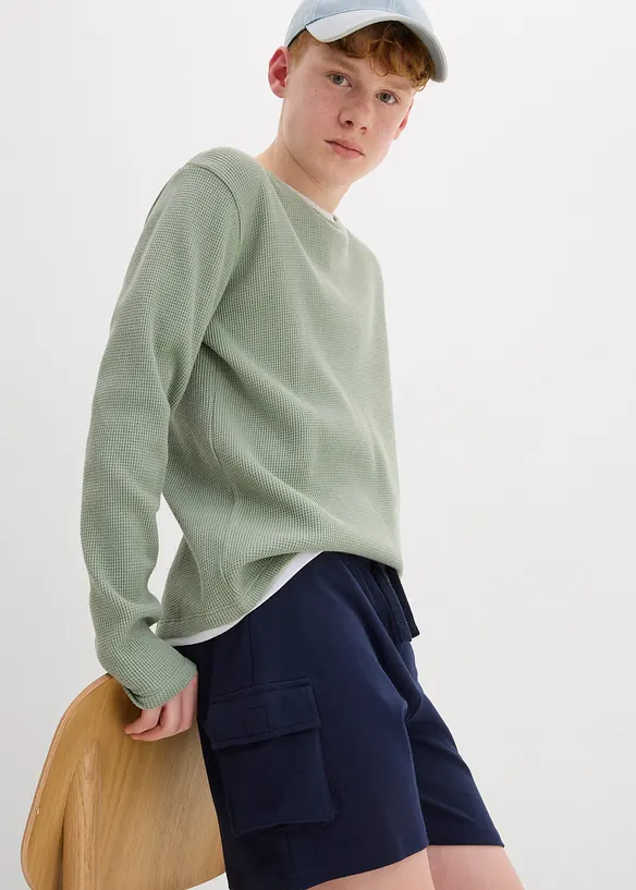 Shorts cargo in felpa di cotone biologico, bonprix