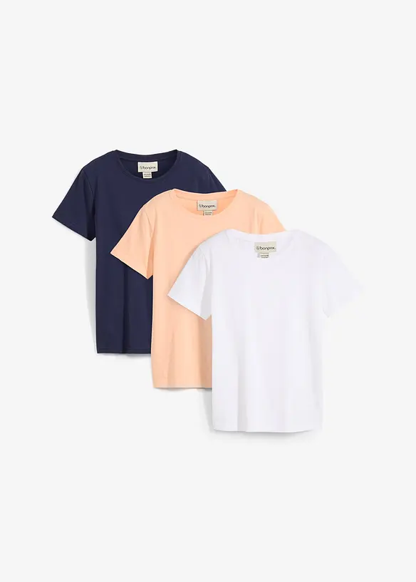 T-shirt in puro cotone biologico (pacco da 3), bonprix