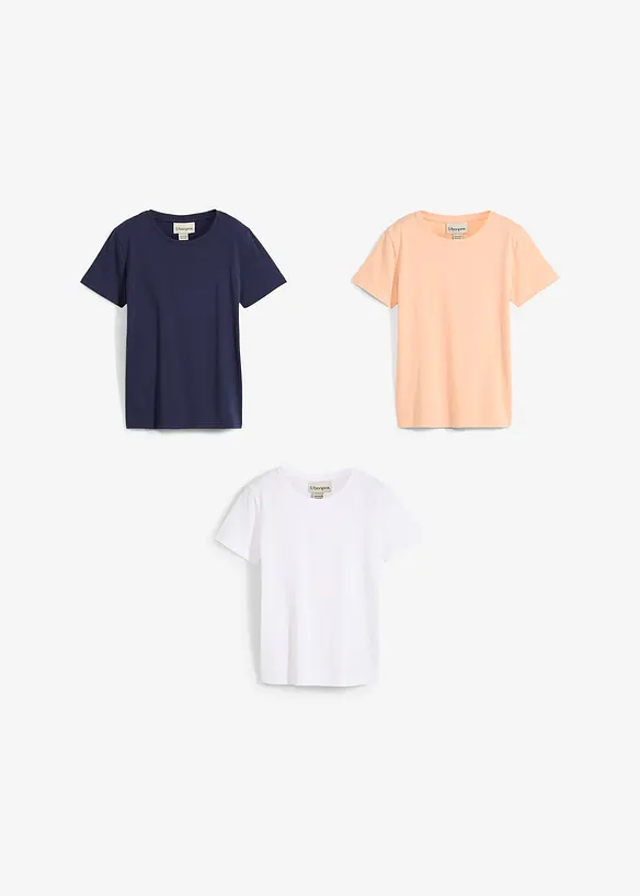 T-shirt in puro cotone biologico (pacco da 3), bonprix