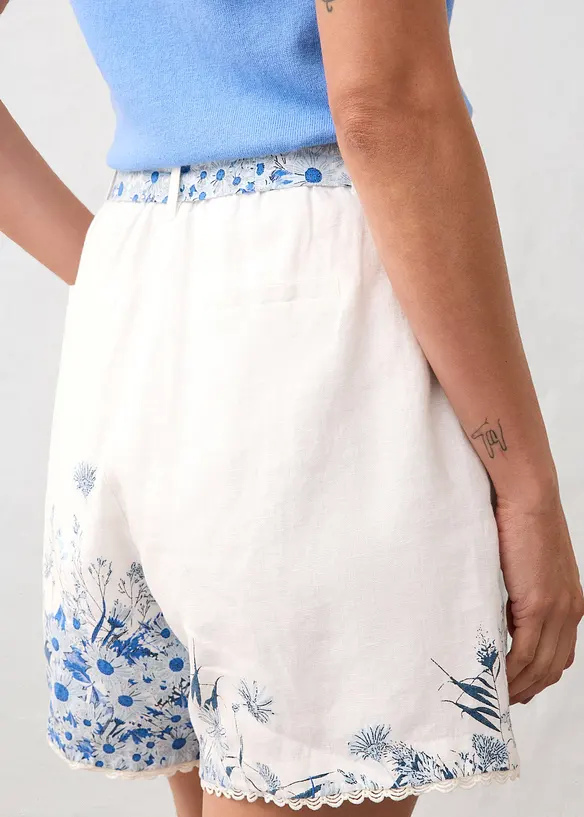 Shorts in puro lino con stampa floreale, bonprix