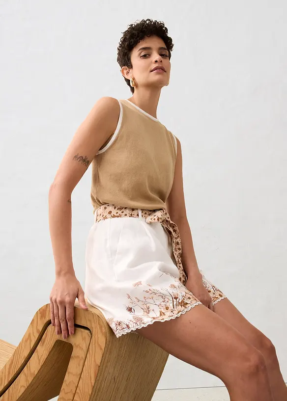 Shorts in puro lino con stampa floreale, bonprix
