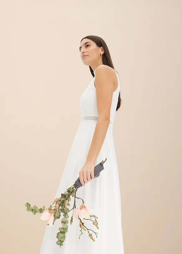 Abito da sposa in satin lucido con pizzo, bonprix