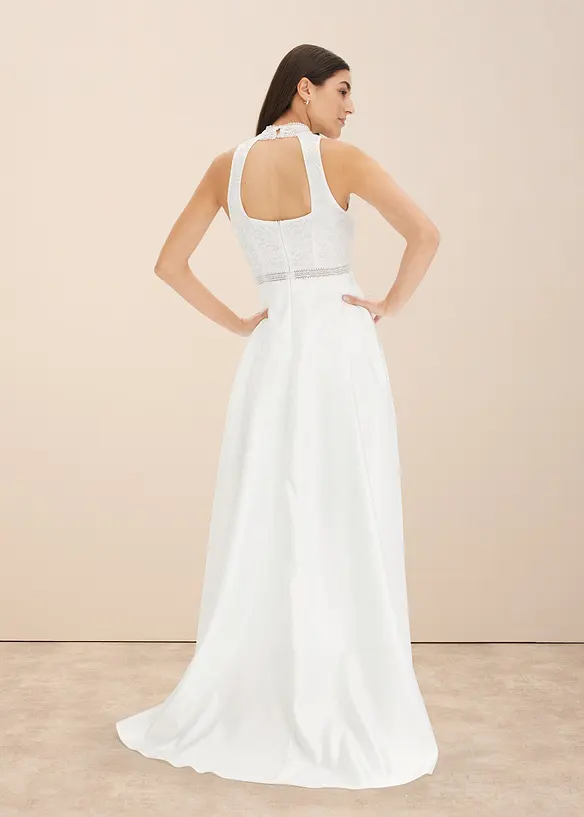 Abito da sposa in satin lucido con pizzo, bonprix