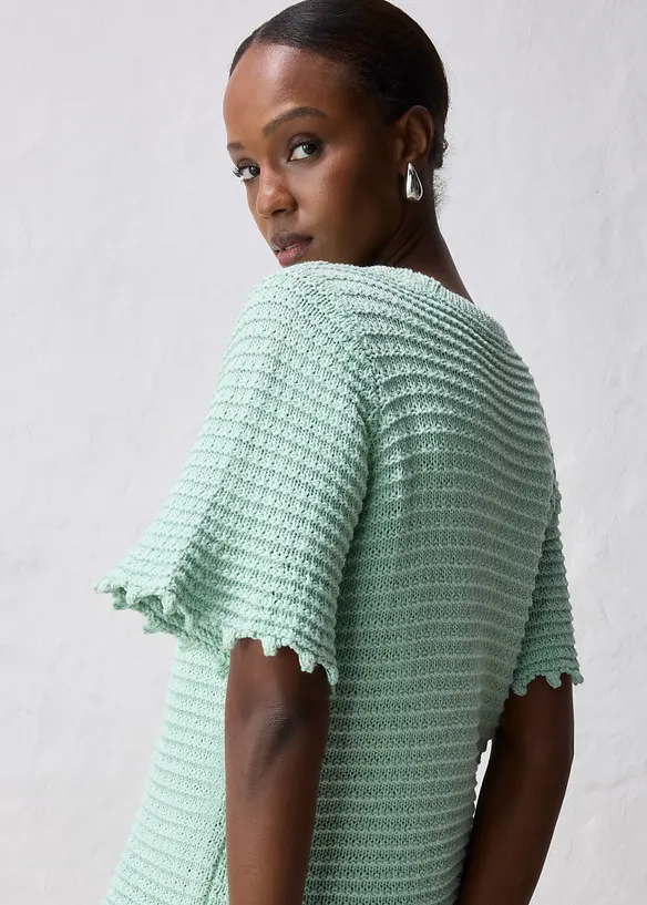 Maglione traforato in misto lino, bonprix
