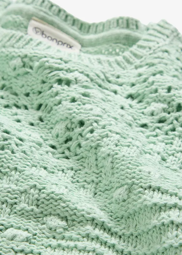 Maglione traforato in misto lino, bonprix