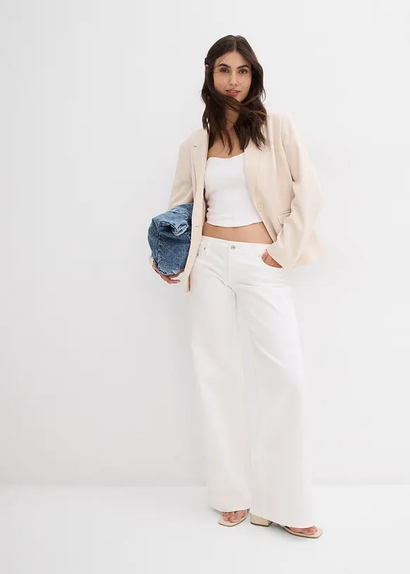 Jeans wide leg, vita bassa, bonprix