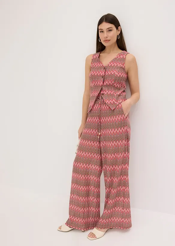 Pantaloni larghi in jersey effetto uncinetto, bonprix