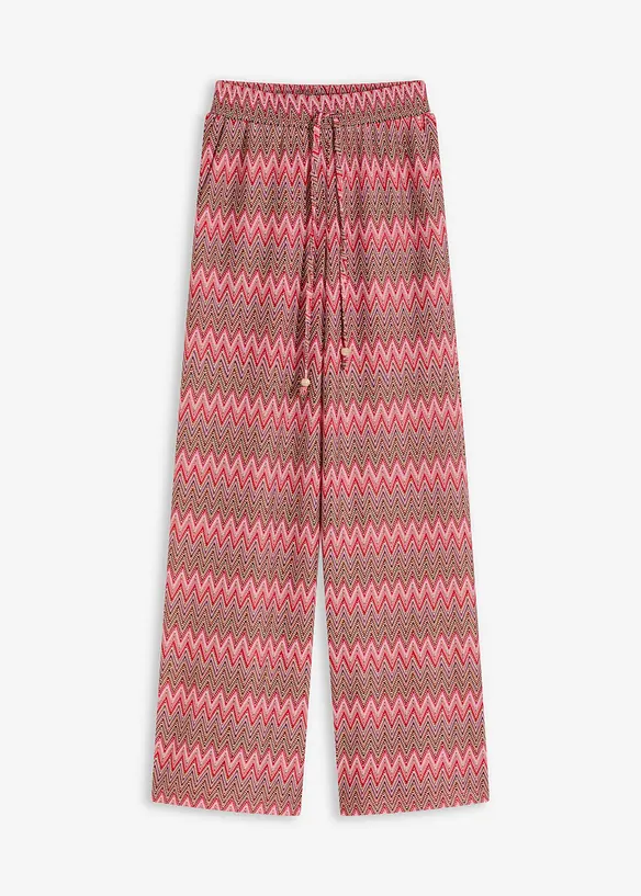 Pantaloni larghi in jersey effetto uncinetto, bonprix