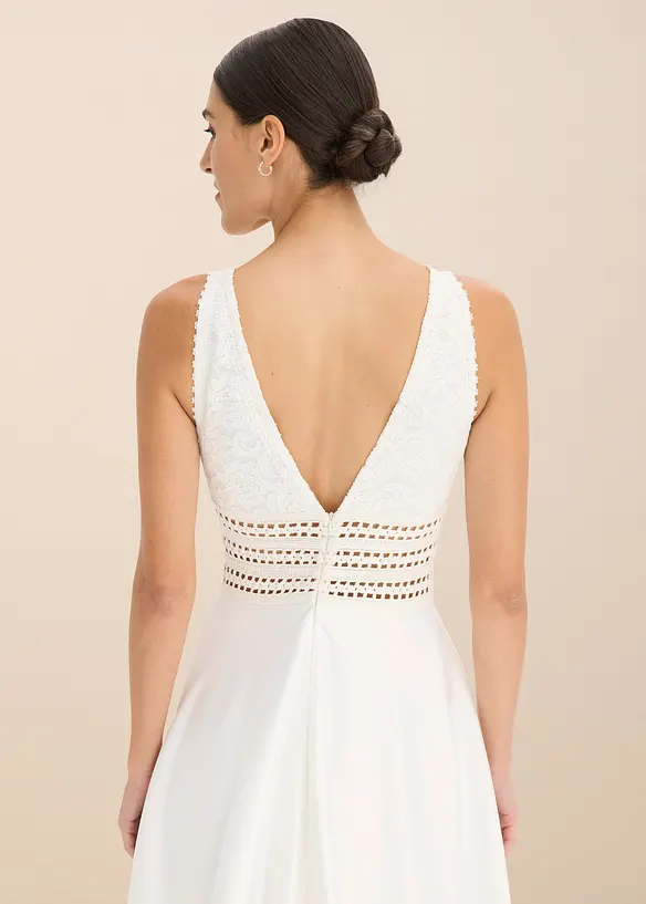 Abito da sposa in satin lucido con pizzo, bonprix