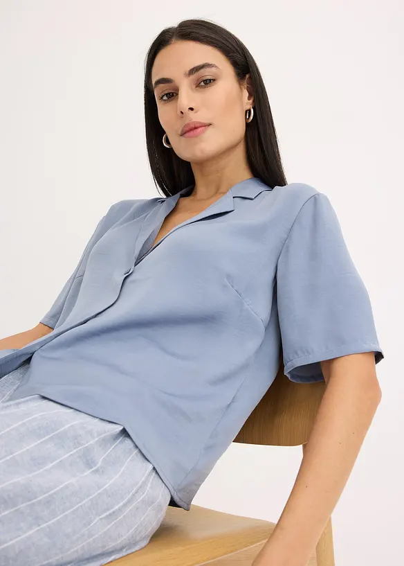 Camicetta in satin con colletto a revers, bonprix