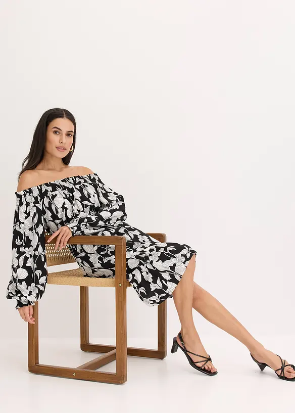 Abito fantasia con spalle scoperte, bonprix
