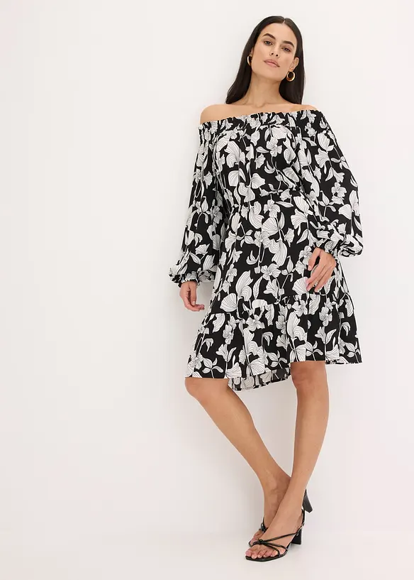 Abito fantasia con spalle scoperte, bonprix