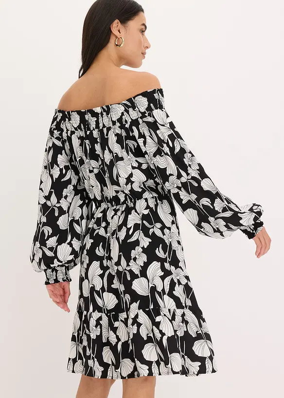 Abito fantasia con spalle scoperte, bonprix