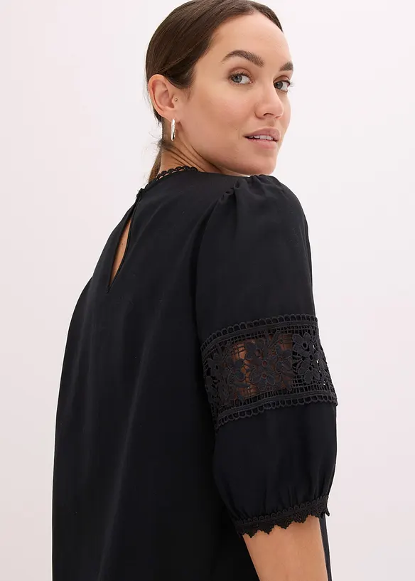 Blusa a maniche corte in misto lino, bonprix