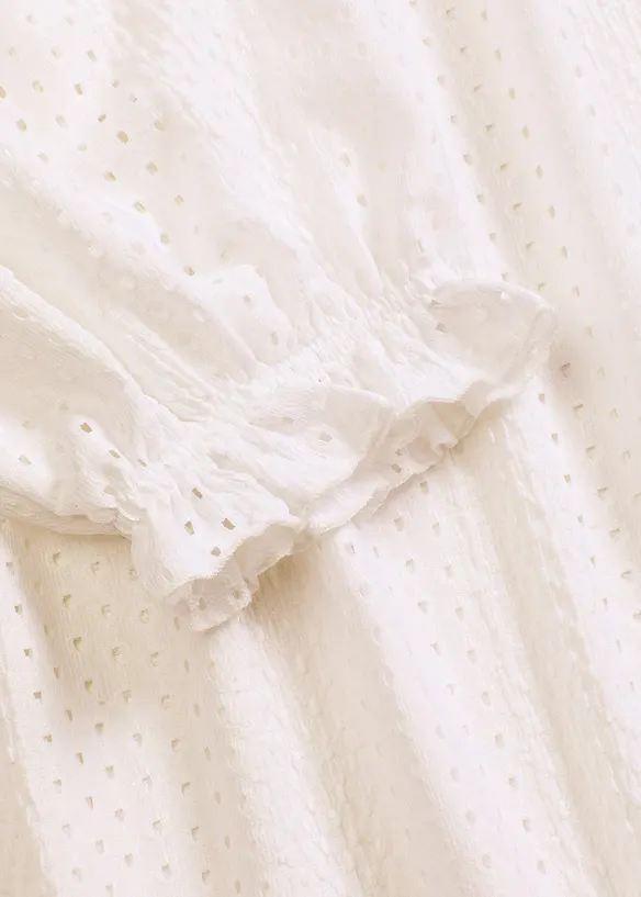 Maglia traforata con volant, bonprix
