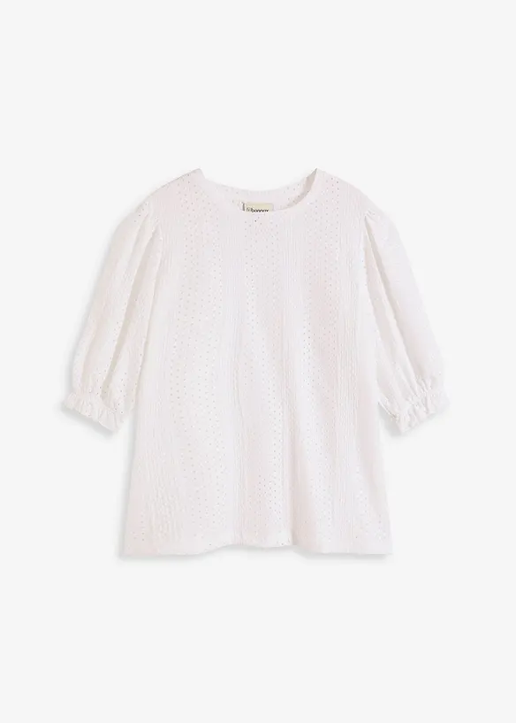 Maglia traforata con volant, bonprix