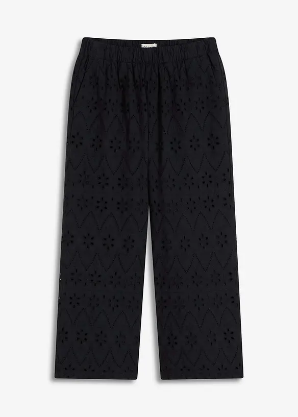 Pantaloni culotte con ricami traforati, bonprix