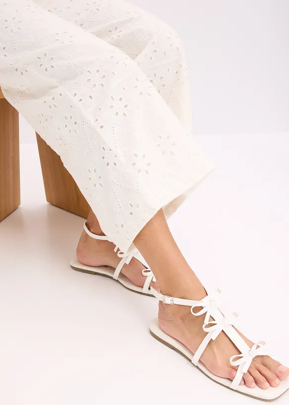 Pantaloni culotte con ricami traforati, bonprix