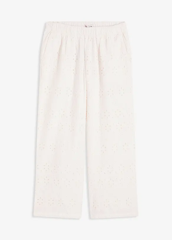 Pantaloni culotte con ricami traforati, bonprix