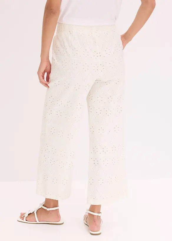 Pantaloni culotte con ricami traforati, bonprix