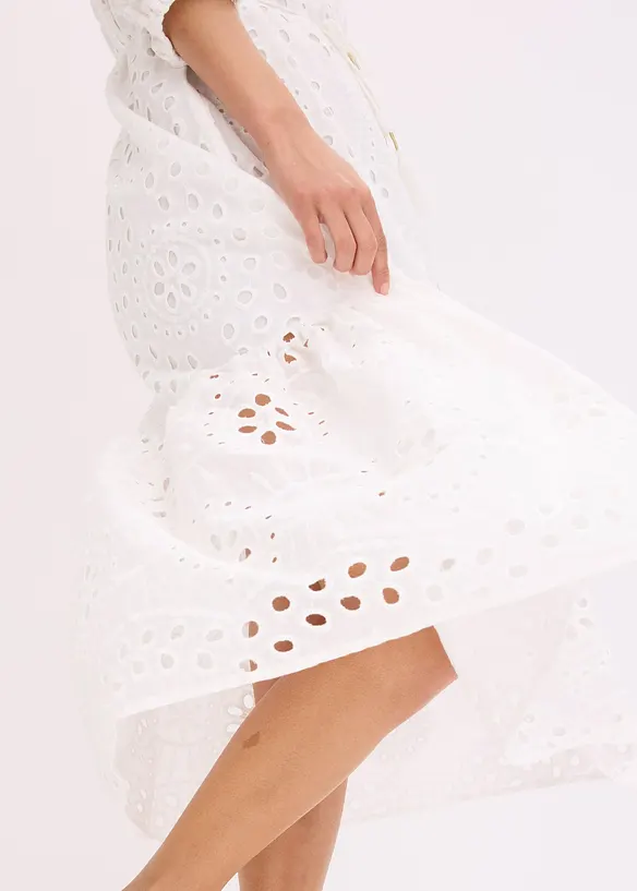 Abito midi con ricami traforati, bonprix