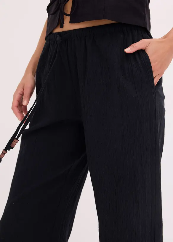 Pantaloni larghi con effetto operato, bonprix