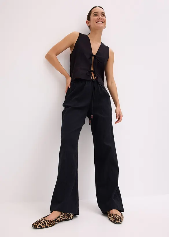 Pantaloni larghi con effetto operato, bonprix