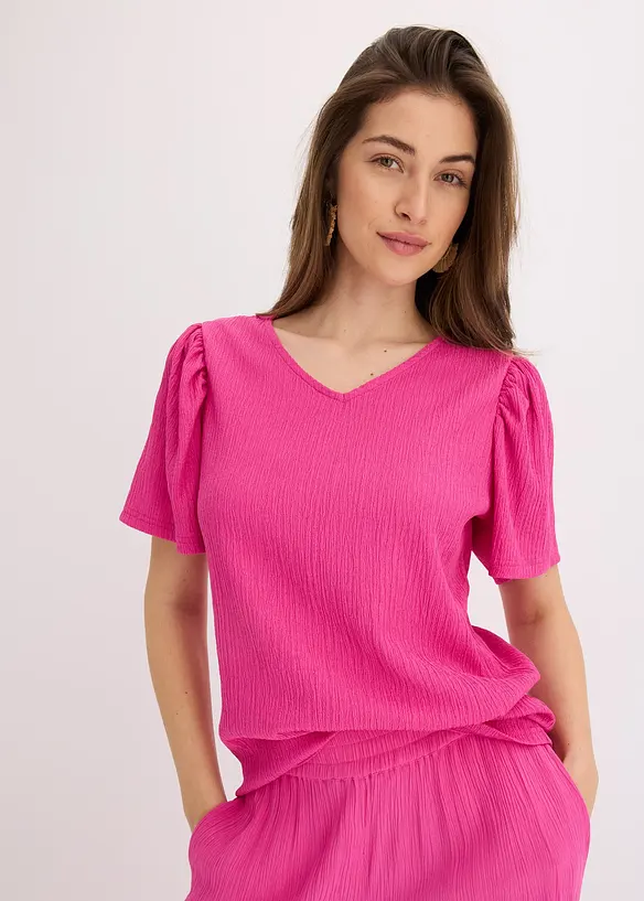 Maglia in crêpe strutturato con maniche ad aletta, bonprix