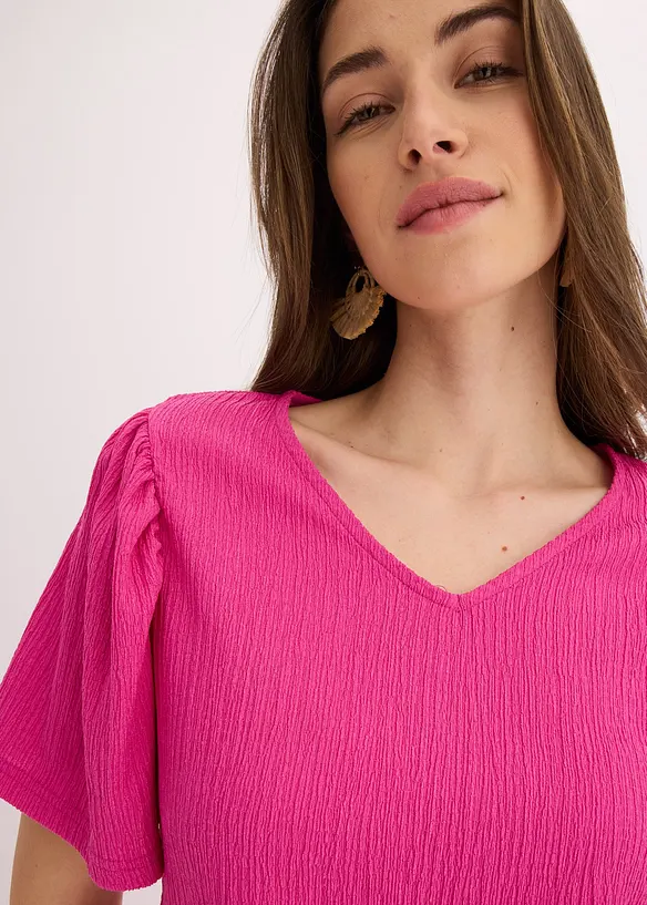 Maglia in crêpe strutturato con maniche ad aletta, bonprix