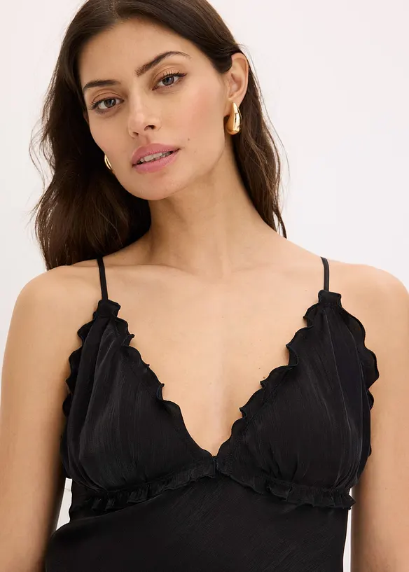 Abito lungo in satin fluente, bonprix