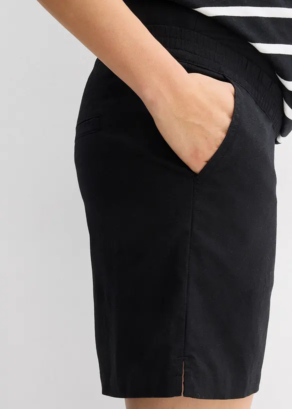 Shorts prémaman 2 in 1 con fascia risvoltabile in vita in misto lino e cotone, bonprix