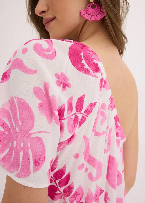 Blusa monospalla in viscosa operata, bonprix