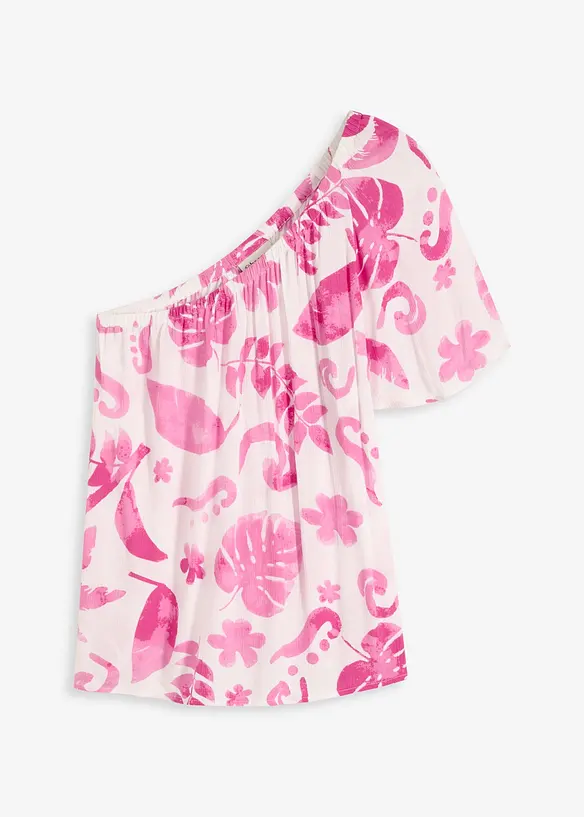 Blusa monospalla in viscosa operata, bonprix