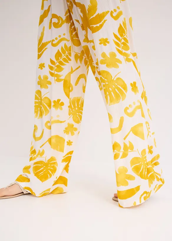 Pantaloni larghi fantasia in viscosa operata, bonprix