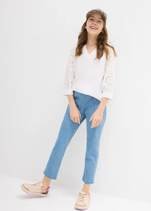 Pantaloni cropped con elastico in vita, vita media, bonprix