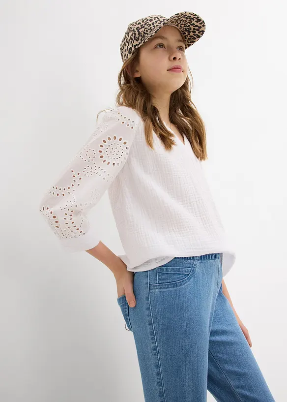 Pantaloni cropped con elastico in vita, vita media, bonprix