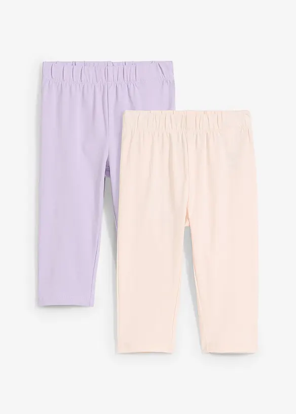 Leggings a pinocchietto in misto cotone elasticizzato (pacco da 2), bonprix